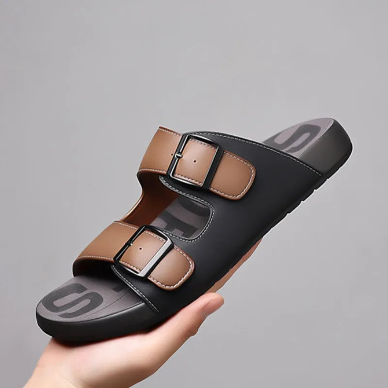 Men's Slippers Original Designer Casual Sandals Luxury Genuine Leather Slippers Outdoor Beach Slippers for Men Summer Flip Flops