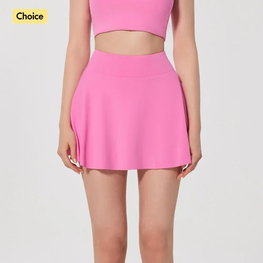 Summer Outdoor Sports Running Half-length Pleated Skirt Tennis Golf Fitness Short Skirt Pants Women's Slim High Waist