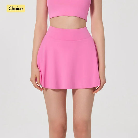 Summer Outdoor Sports Running Half-length Pleated Skirt Tennis Golf Fitness Short Skirt Pants Women's Slim High Waist