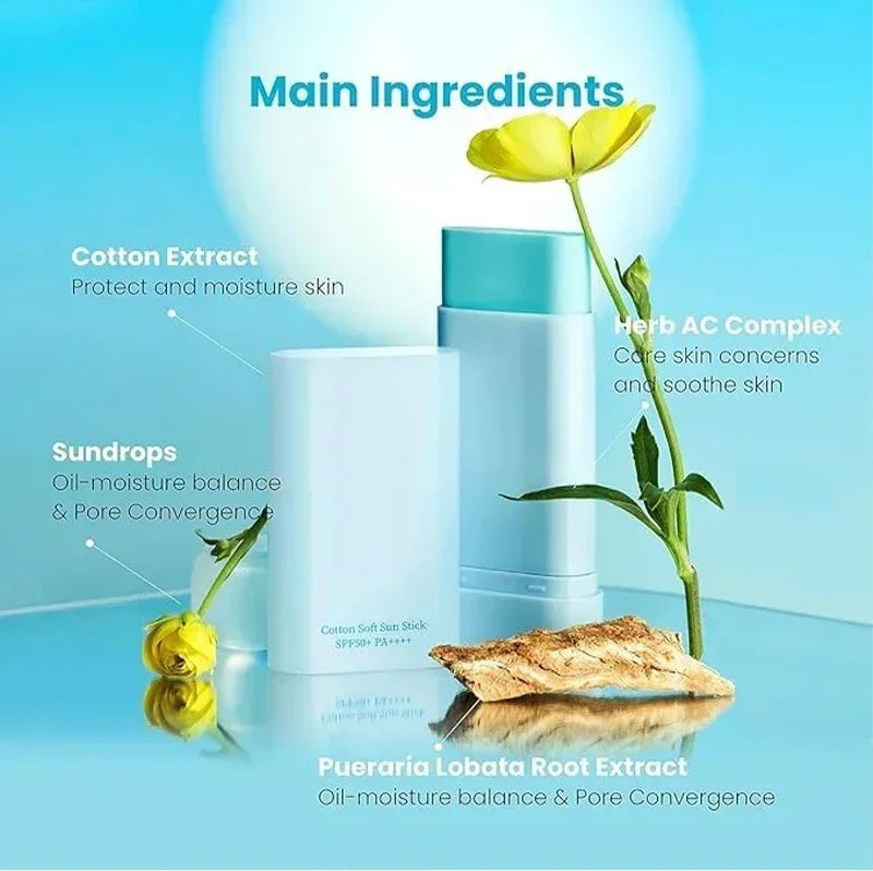 Korea Skin Care Tocobo Cotton Soft Sun Stick SPF 50+ Water Sense Essence Sunscreen Oil Control Refreshing Non-greasy Moisturise