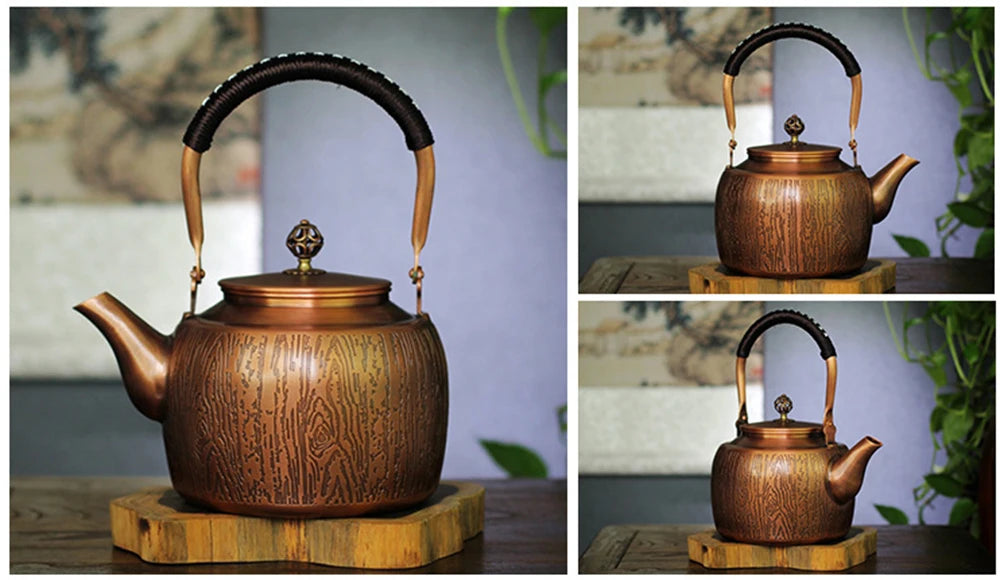 New high-capacity red copper teapot, Household gas stove boiling water kettle, Health wellness tea kettle, Kungfu tea set, 2.0L