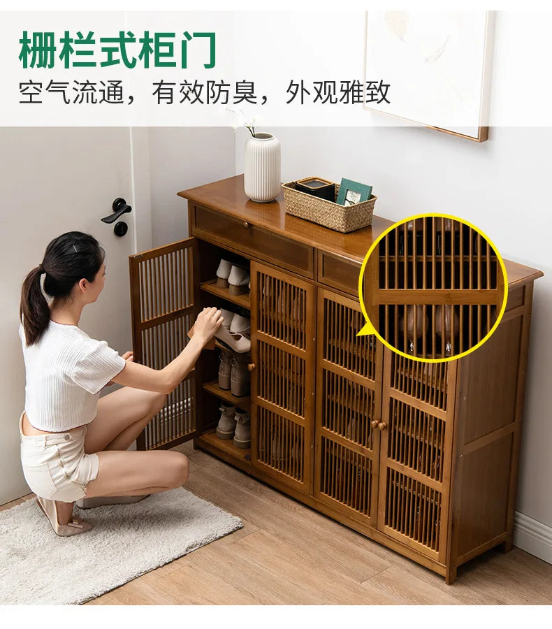 Household Dust-proof Shoe Cabinet Simple Shoe Rack Multi-layer Storage Rack Solid Wood Entrance Storage Storage Cabinet