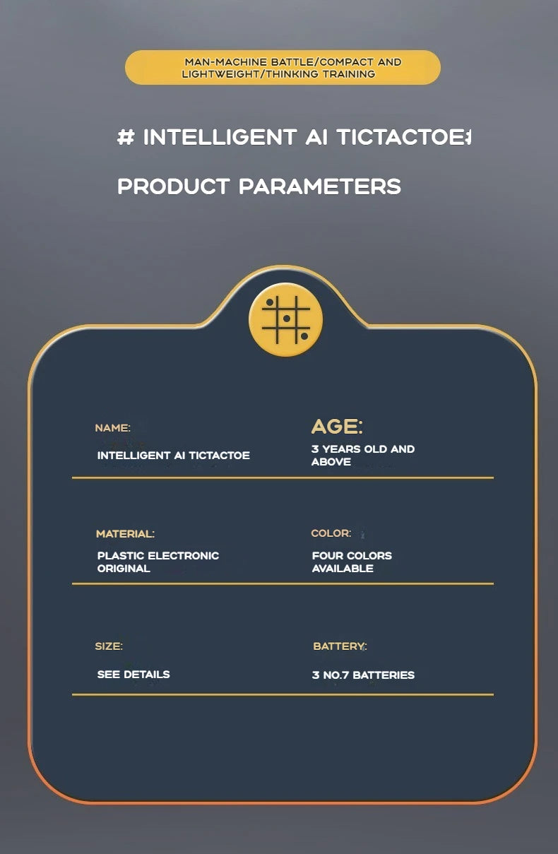 New Kids Electronic Toys Tic Tac Toe Game Noughts and Crosses Game Memory Training Infinite Portable Travel Games for Kids Adult