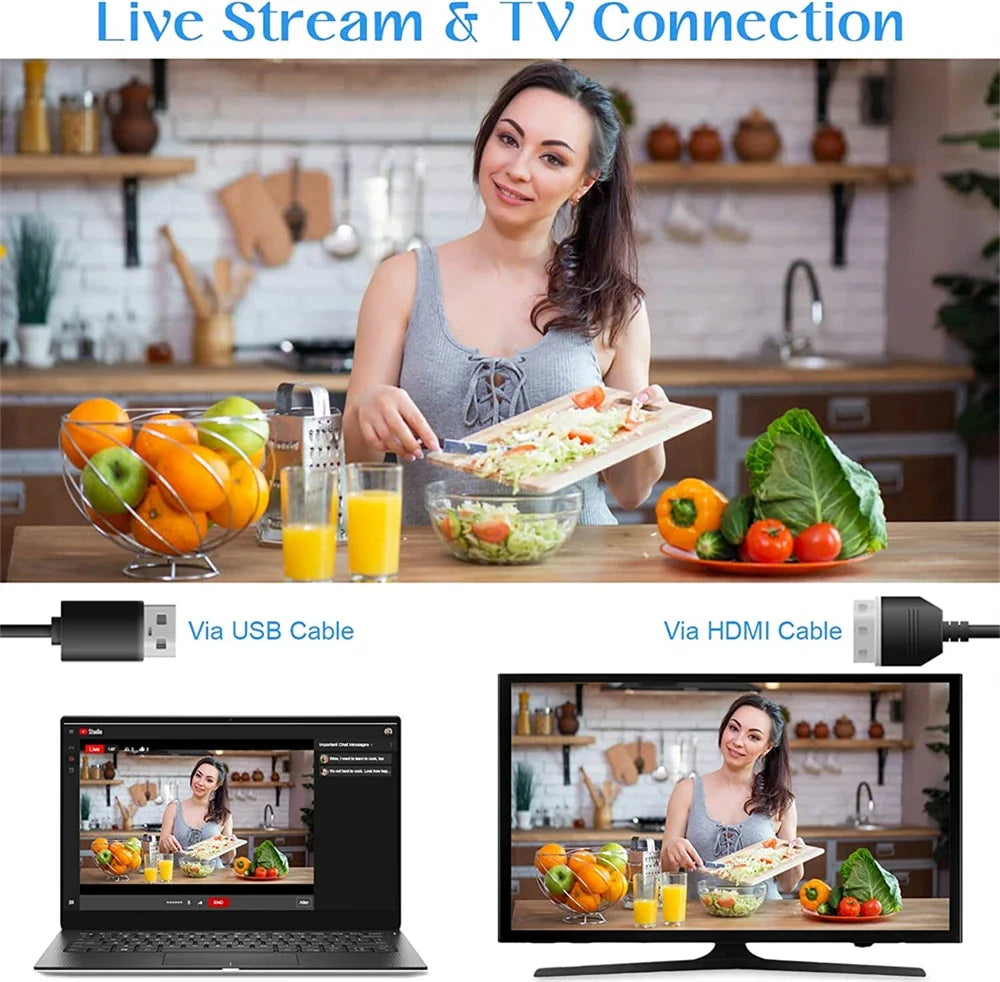 كاميرا فيديو احترافية بدقة 4K لبث مقاطع الفيديو على يوتيوب وLikee Ins وVlog مع تقريب رقمي 16x وكاميرا رؤية ليلية بالأشعة تحت الحمراء وواي فاي