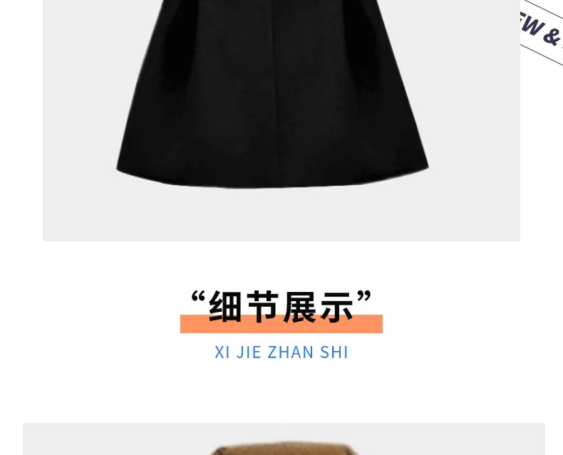 سترة صوف أنيقة للنساء لخريف وشتاء، صدرية متوسطة الطول من الصوف على الوجهين، سترة أنيقة للنساء مع مشبك على شكل حصان