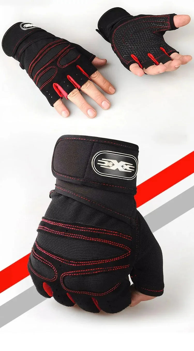 Outdoor Sport Gloves for Men Women Wrist Guard Fitness Gym Cycling Hiking Boxing Exercise Training Workout Long Wrist Fingerless