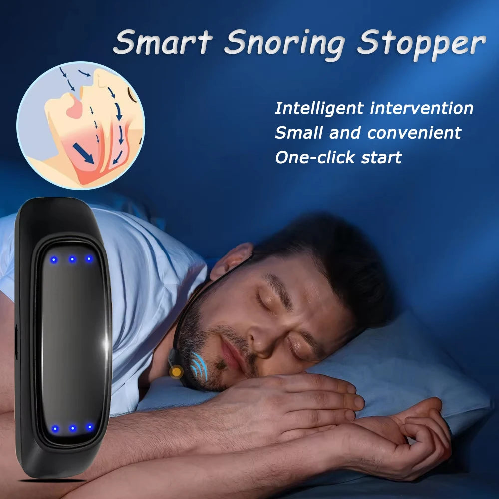 جهاز EMS Pulse Stop Snore المحمول المريح للنوم الجيد وإيقاف الشخير والعناية الصحية ومساعد توقف التنفس أثناء النوم وجهاز USB الذكي المضاد للشخير
