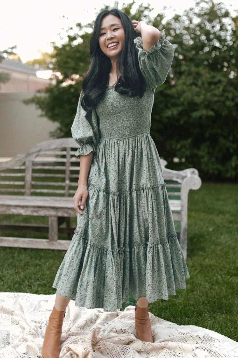 Women's Long Dresses Fashion Floral Ladies Dress Vestidos Vintage Holiday Long Dresses Maid Dress Vestidos Femal Elegant Dresses