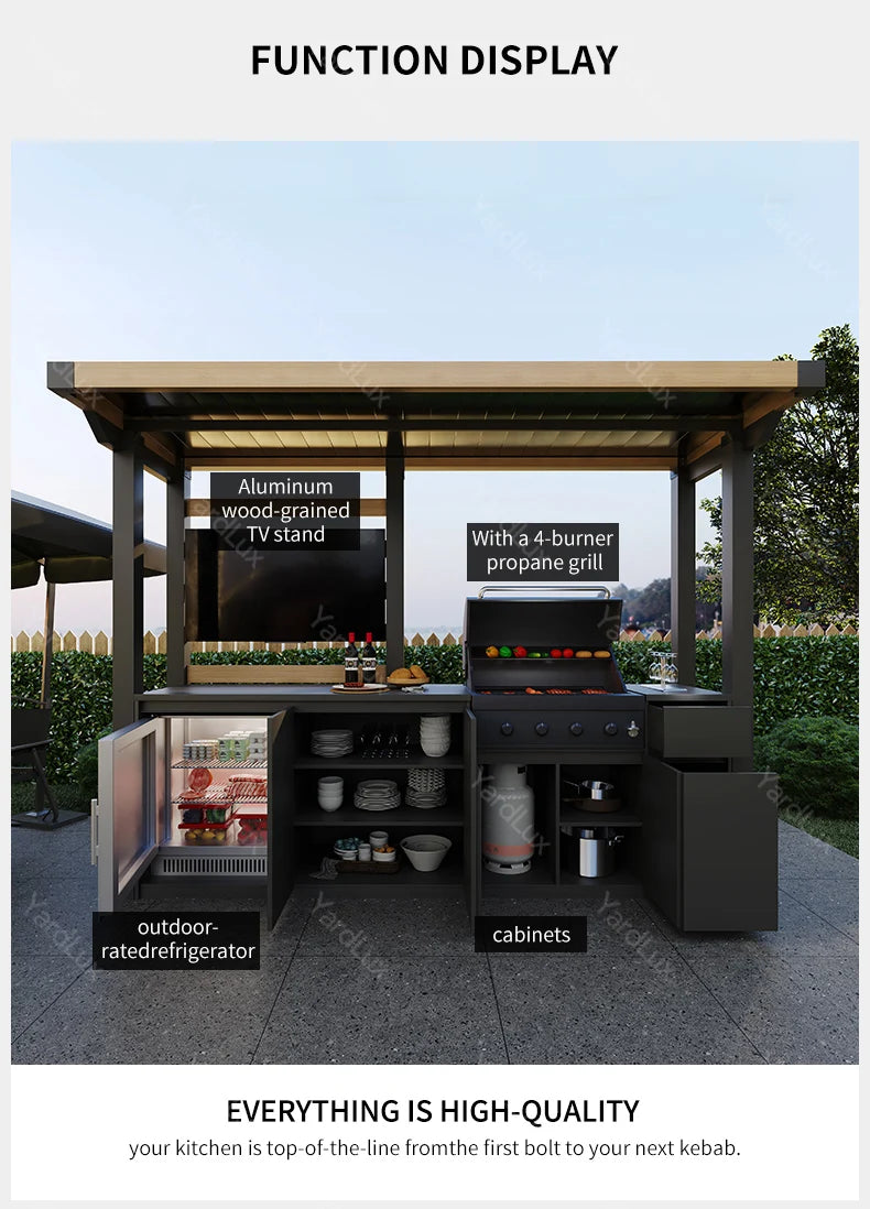 Modern Outdoor Bar and Kitchen Set with BBQ Cabinets Dining Sink and Faucet for Apartment or Mall UsePatio Set Outdoor Furniture
