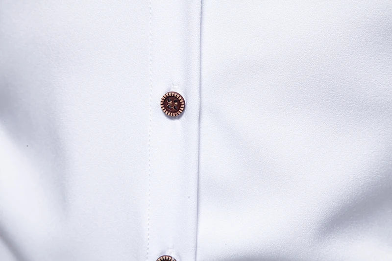 قميص رجالي عصري بياقة واقفة وأزرار مائلة وأكمام طويلة غير منتظمة مناسب للأعمال والمهرجانات