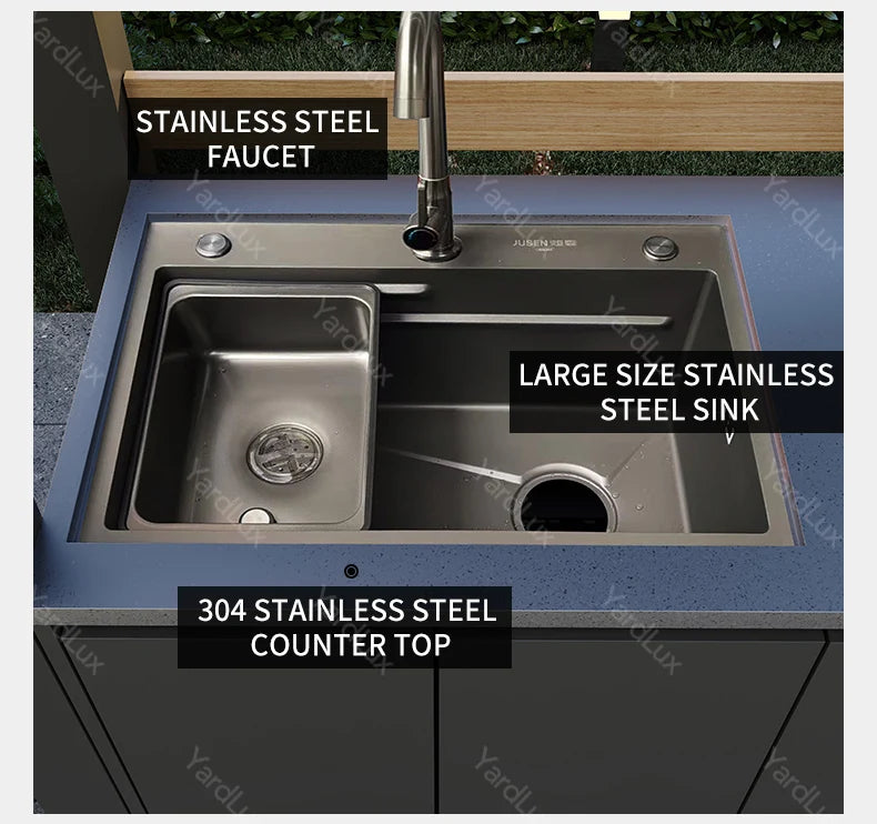 Modern Outdoor Bar and Kitchen Set with BBQ Cabinets Dining Sink and Faucet for Apartment or Mall UsePatio Set Outdoor Furniture