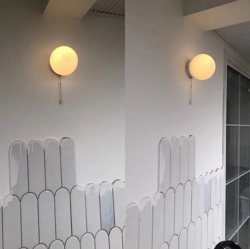 مصباح حائط لغرفة النوم الحديثة، مصباح حائط كروي إبداعي جديد مع مفتاح قابس القدم، مصباح حائط لغرفة المعيشة، فندق، منزل عائلي، ديكور