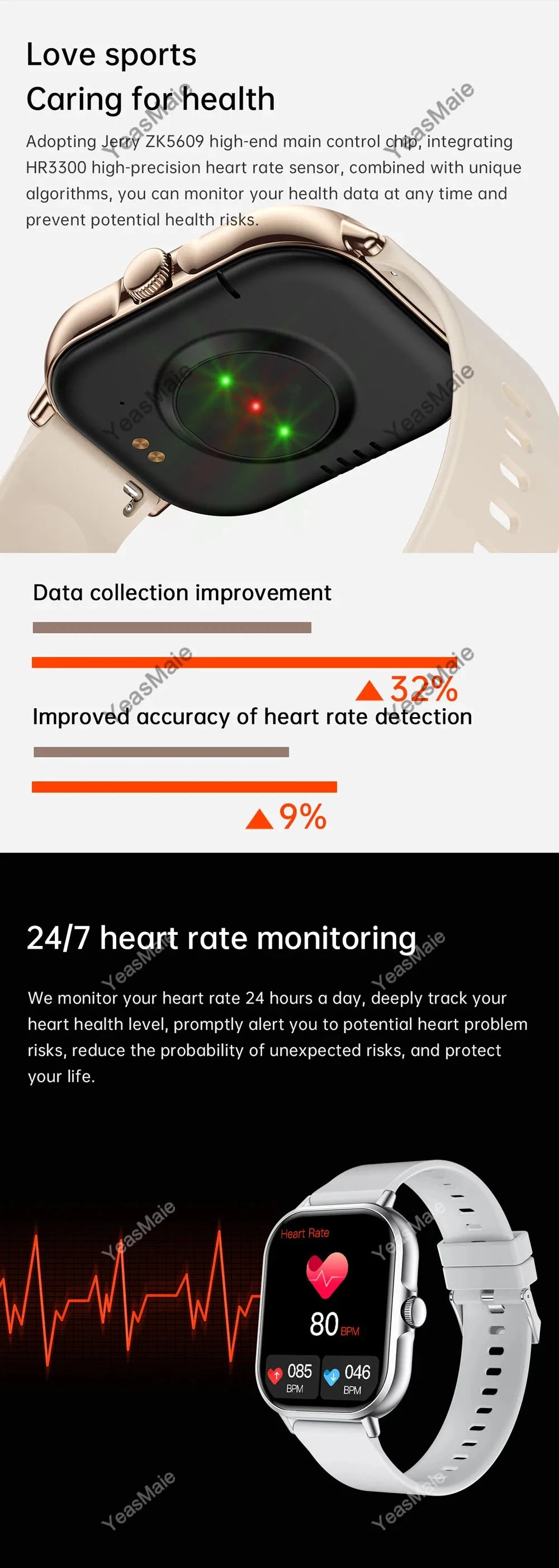 ساعة ذكية رياضية خارجية 2025 للنساء والرجال، ساعة لقياس معدل ضربات القلب وضغط الدم والأكسجين، خلفية شاشة، ساعات ذكية مزودة بخاصية الاتصال اللاسلكي وبلوتوث