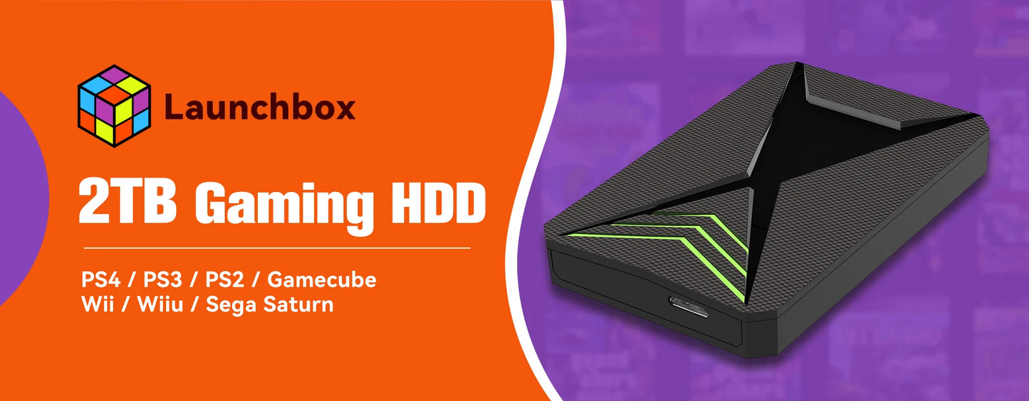 Hyper Base Lbox 500GB Gaming Hard Drive For PS4/PS3/PS2/Wii/Wiiu/Gamecube/Saturn With 3700+ Games Plug&Play For Win PC Launchbox