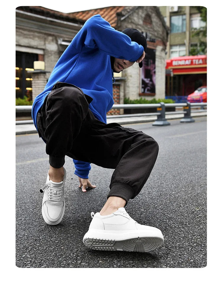 Fashion Men Casual Shoes Men Low Cut Sneakers Breathable Height Increasing Shoes 6/8/10CM Thick Sole Hard-Wearing Male Footwear