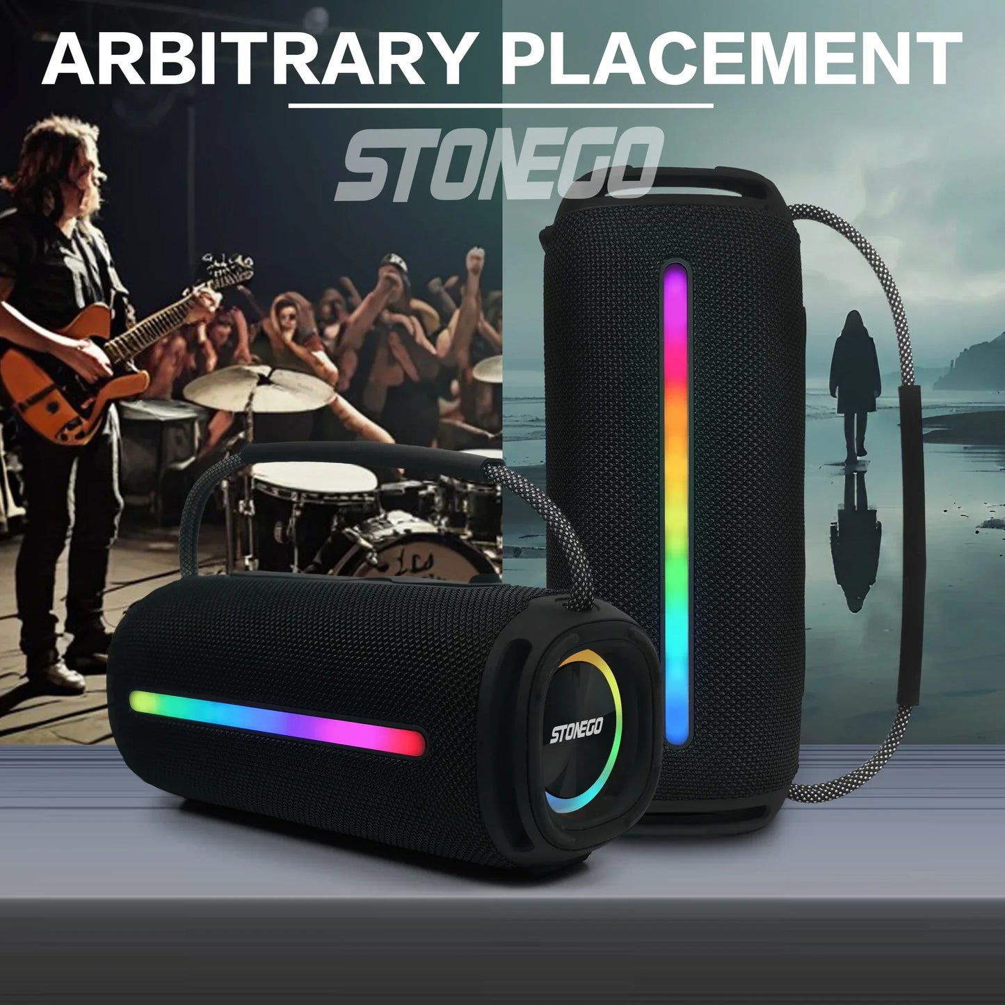 Outdoor Portable Bluetooth 53 Wireless Speaker IPX6 Waterproof High Power Audio RGB Lantern Subwoofer
