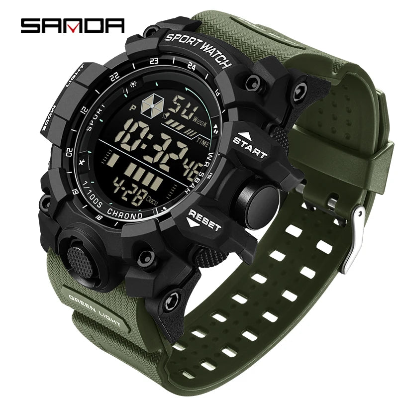 SANDA Outdoor Sports Men Watch Waterproof LED Analog Digital Show Multifunction Big Dial Electronic Wristwatch G style Male Cloc