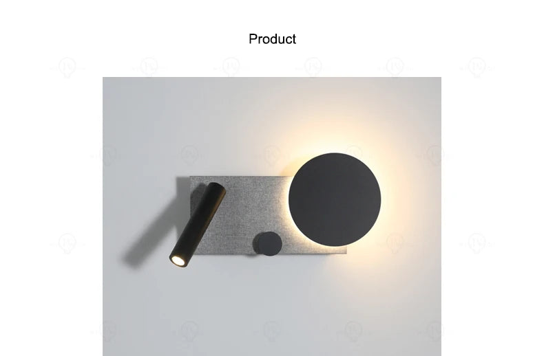 Bedroom bedside wall lamp with switch and spotlight, simple and modern Nordic creative personality, adjustable angle wall lamp