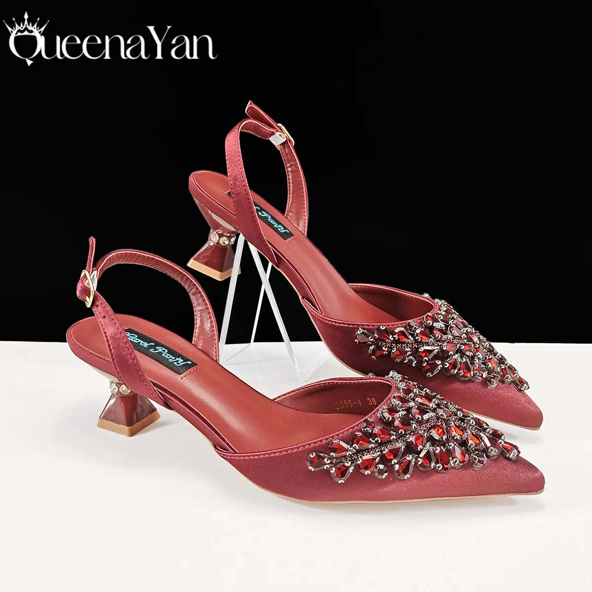 Queena Yan Italian shoes and handbags accessory set with rhinestone metal embellishments Wedding shoes Bridal shoes Designer