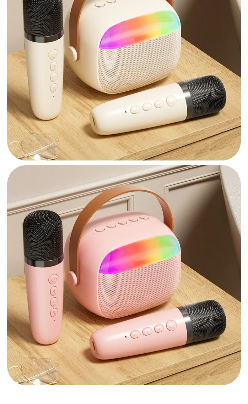 مكبر صوت بلوتوث محمول للمنزل لطيف كاريوكي صغير لاسلكي صوتي مع ميكروفون K Song Family الغناء آلة