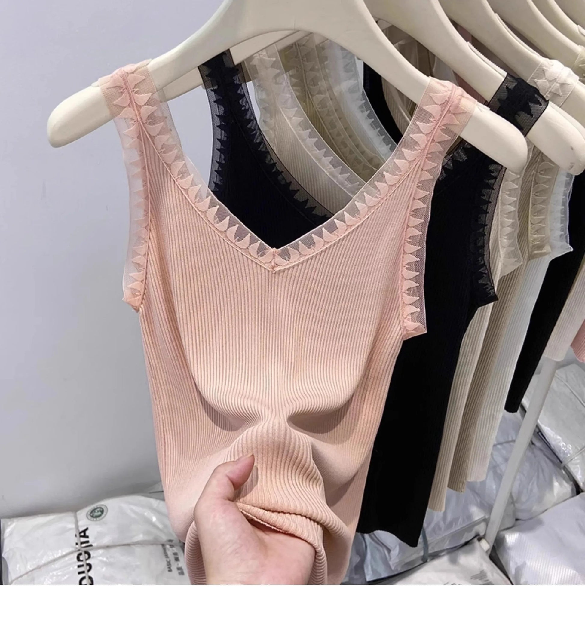 Women Summer Fashion Thin Knitted Undershirt Sleeveless Pullover Corset Top Half High Neck Comfortable Breathable Lace Tank Top SwiftNest