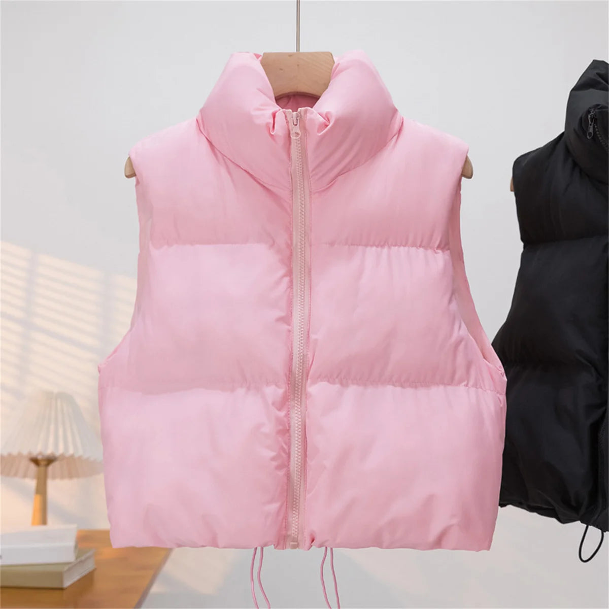 Fashion Zipper Vest For Women Autumn Winter Stand Collar Sleeveless Coat Lady Casual Street Warm Jacket Elegant Outfit Clothing SwiftNest