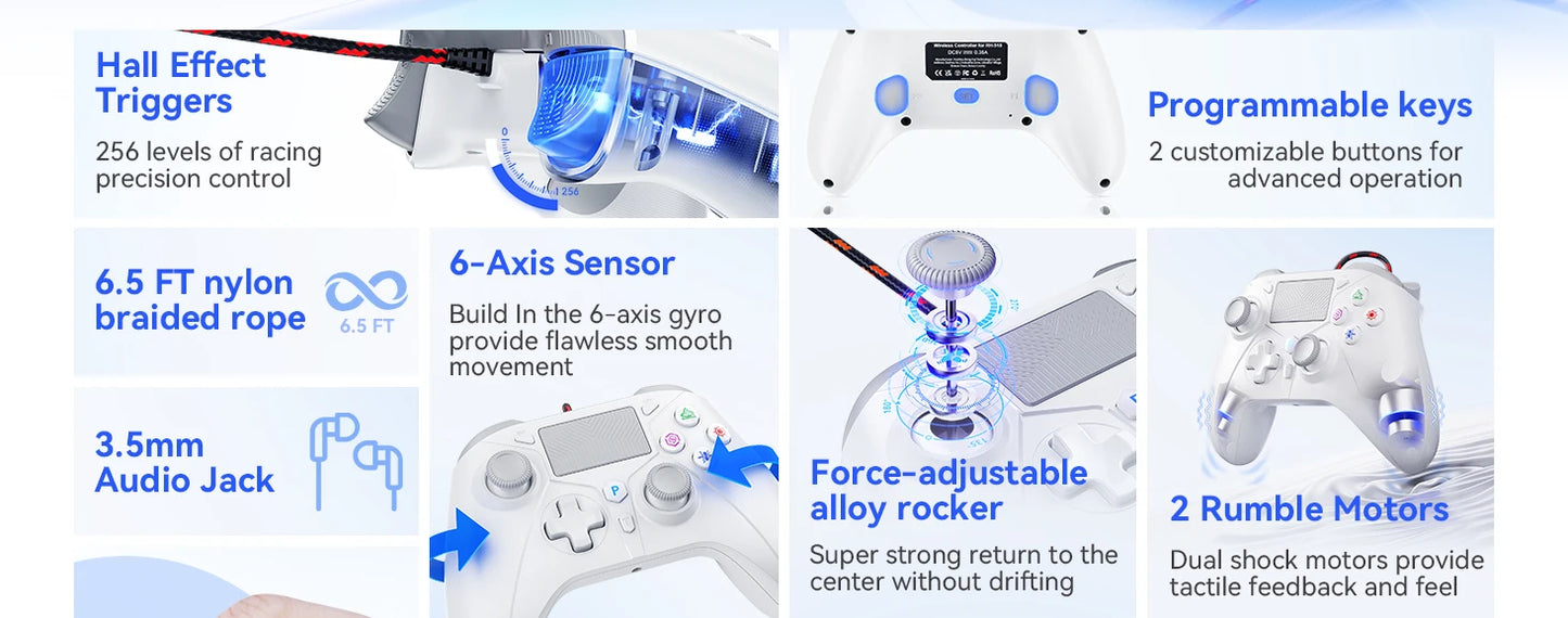 Controller for PS5/4/PC Console Gamepad Wired Rocker Turbo Dual Sense Vibrate Joystick Gaming Remote Control Handle Controllers