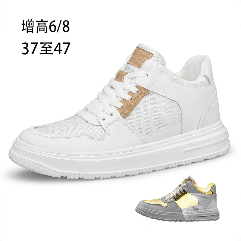 Men Height Increase Sneakers Elevator Shoes for Men 6cm Sports Casual Shoes Invisible Inner Heightening 8cm White Big Size Shoes