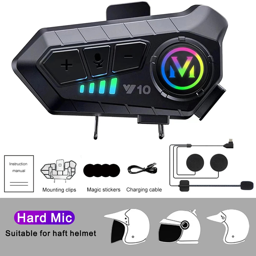 Bluetooth 5.3 Headset Wireless Helmet 2000Mah Ultra Long Standby Hands-Free Waterproof Mp3 Player Speaker Motorcycle Phone Kit