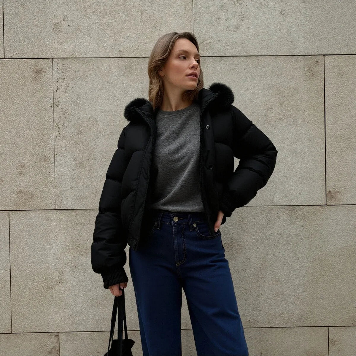 معاطف باركا نسائية أنيقة لشتاء 2025، معطف مبطن من القطن بأكمام طويلة وغطاء رأس من الفرو الصناعي بتصميم بسيط، بقصة فضفاضة