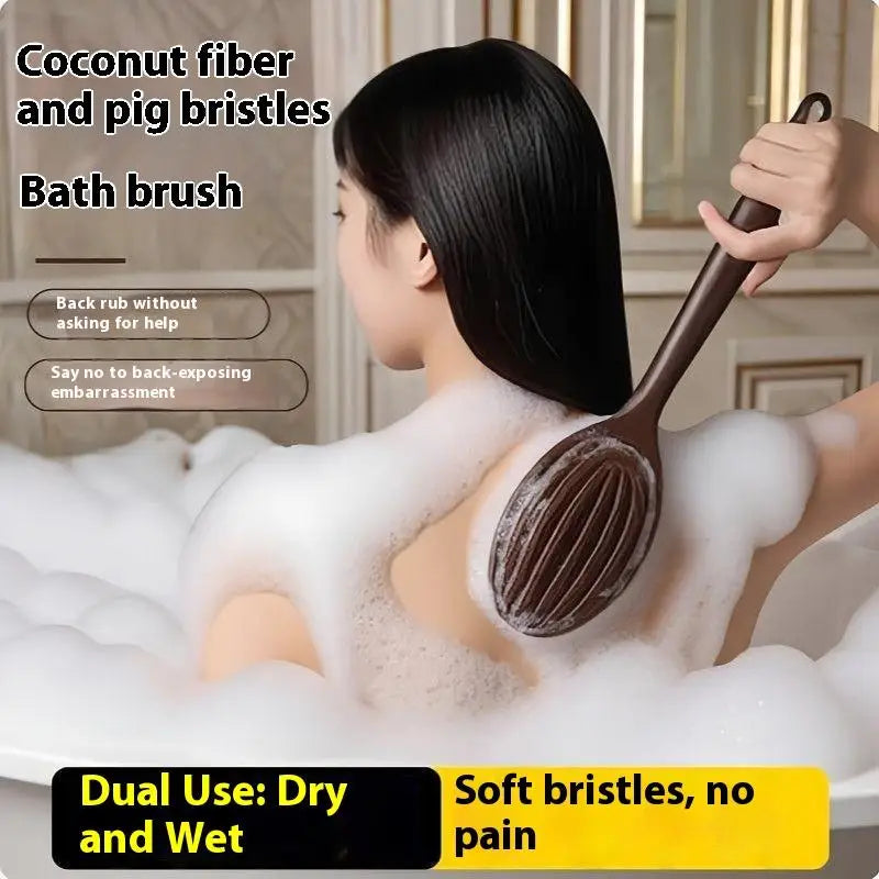 Bath Shower Brush Bathing Brush Dry Skin Body Soft Natural Bristle Massager Care Tool Soft Natural Bristle PE Handle
