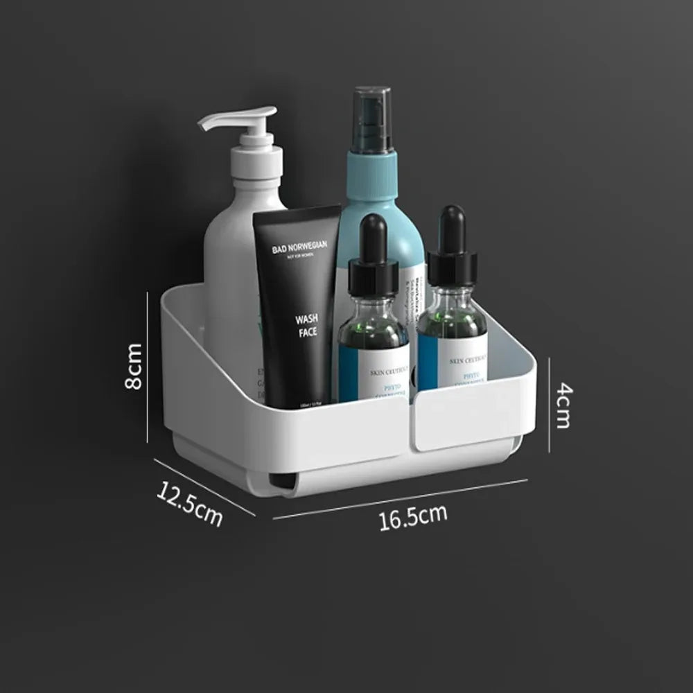 رف حمام مطبخ مريح، رف تخزين مستحضرات التجميل، منظم، رف دش، مستحضرات تجميل، رف شامبو، جدار، توابل، بدون حفر