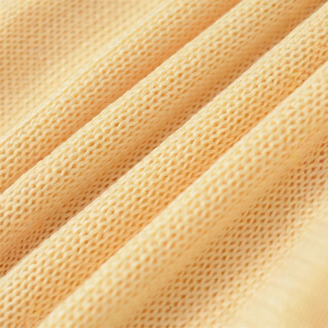 2025 New Women's Casual Fashion Trendy Round Neck Wide Sleeve Comfortable Knitted Sweater Top Yellow Blouse Daily Outlooks