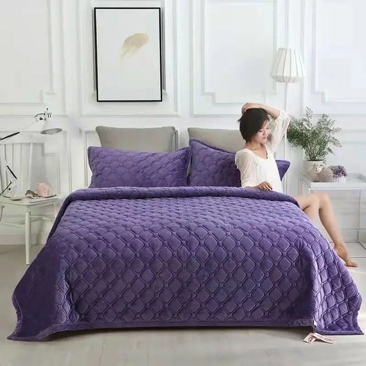 Home Textiles Flannel Bedspread Geometric Quilted Bed Linens Bedspreads for Winter Warm Flat Sheet Blanket Cover Coverlet 이불 이불