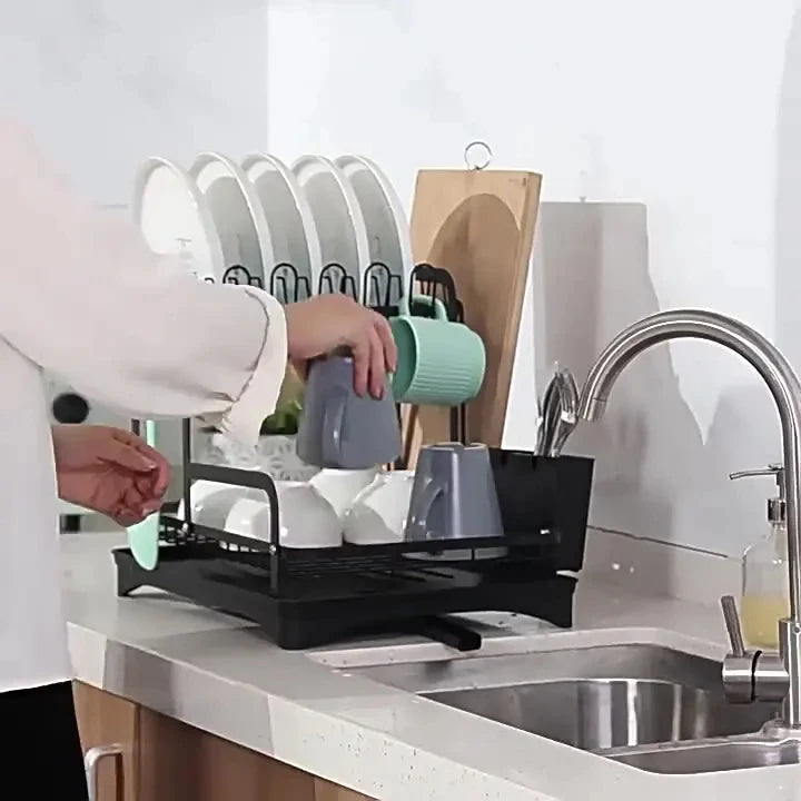 Kitchen Desktop Shelf Multi-functional Large Capacity Kitchenware Tableware Organizer Dish Drainage Rack Cutlery Storage Rack