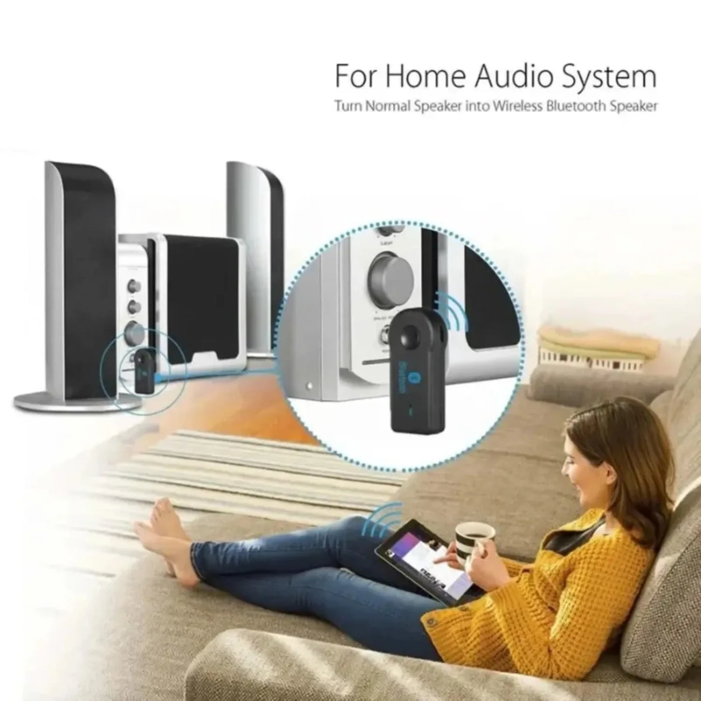 جهاز استقبال صوت للسيارة بتقنية البلوتوث 5.0، بمقبس AUX مقاس 3.5 مم، وجهاز إرسال موسيقى ستيريو للسيارة، ومكبر صوت، ومحول لاسلكي مع ميكروفون