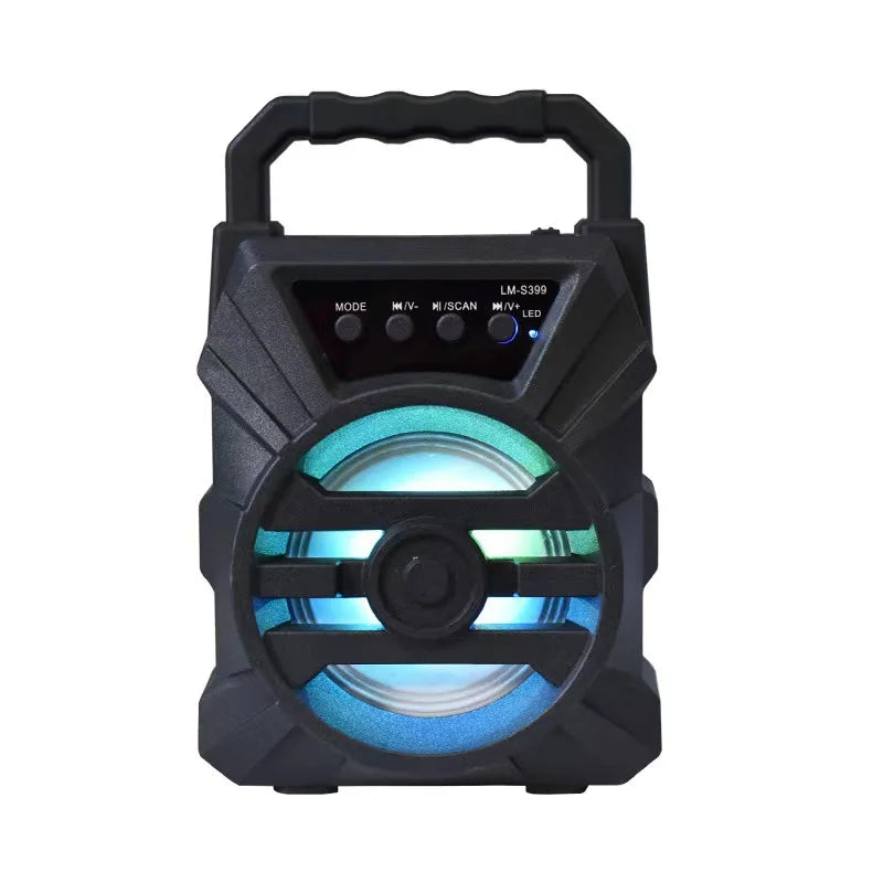 Wireless Bluetooth Speaker with LED Wireless Handheld Speaker Support Wired Microphone/TF Card/U Stick Audio Line Input