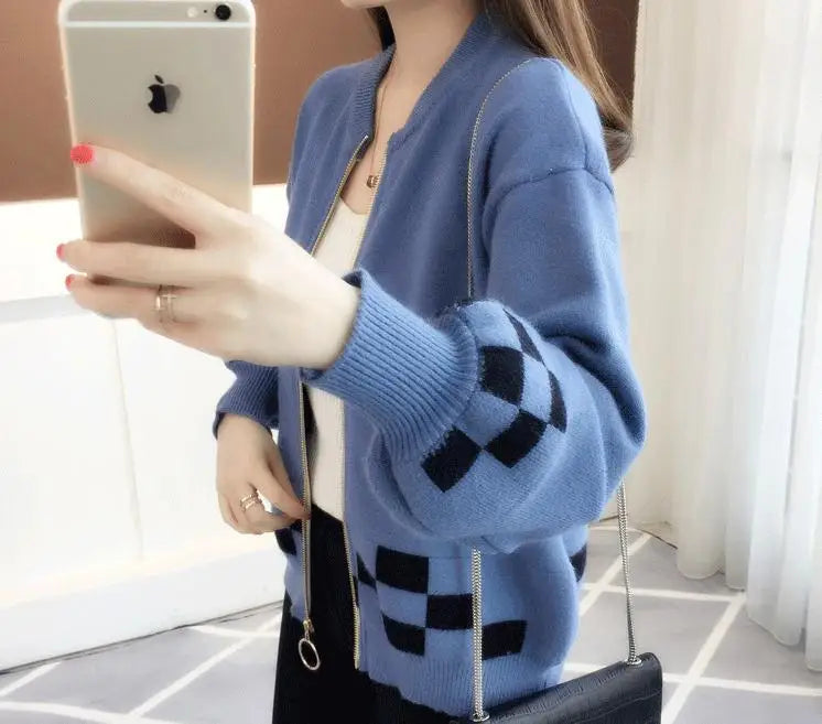 Women's Clothing Vintage Fashion Short Style Knit Cardigan Autumn Winter New Casual Loose O-neck Long Sleeve Sweaters Lady Tops