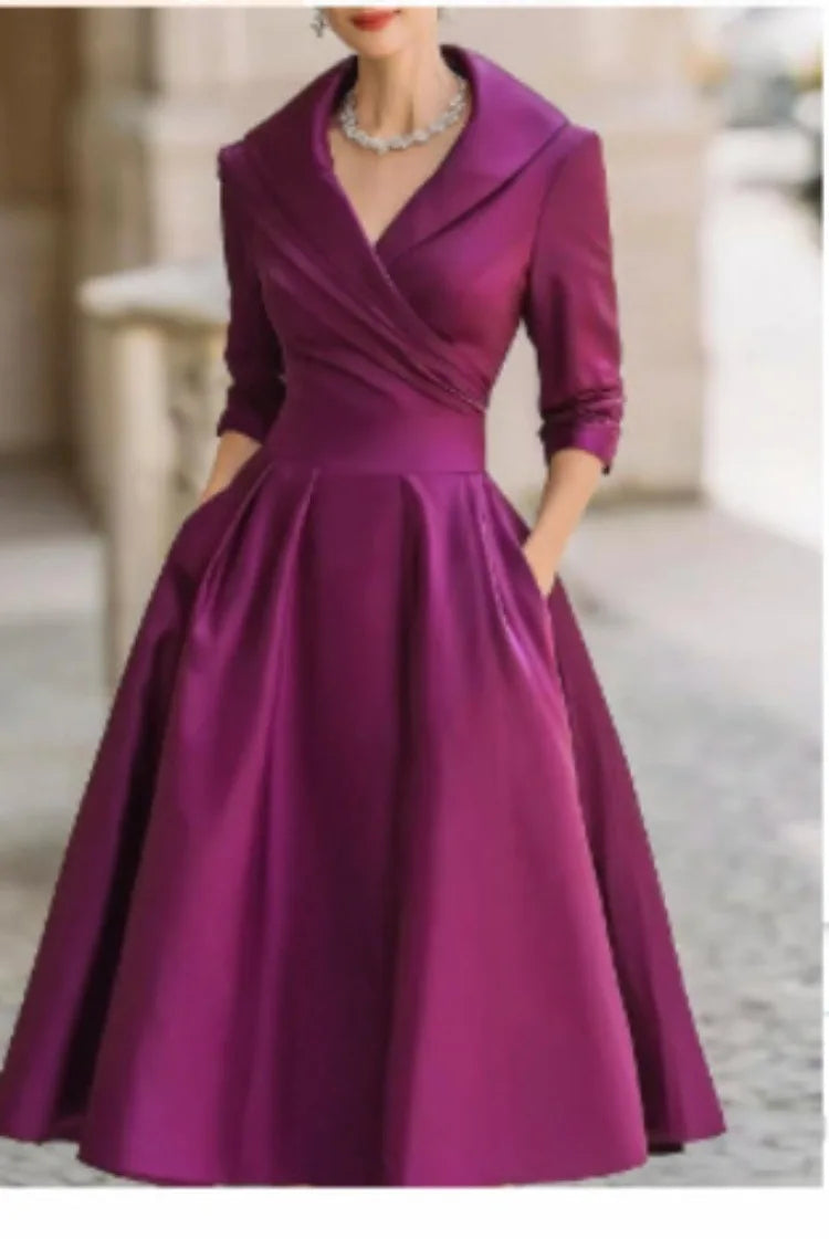 Women's Fashion Dress New Style V-neck Waist-hugging Makes You Look Slim And Elegant Long Sleeves Maxi Prom Dresses  For Women