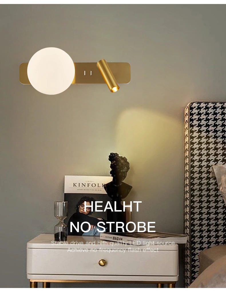 مصباح حائط LED بجانب السرير في غرفة النوم، مصباح حائط بسيط إبداعي قابل للتعديل، ممرات غرفة المعيشة الحديثة، أريكة، خلفية تلفزيون، أضواء جدارية
