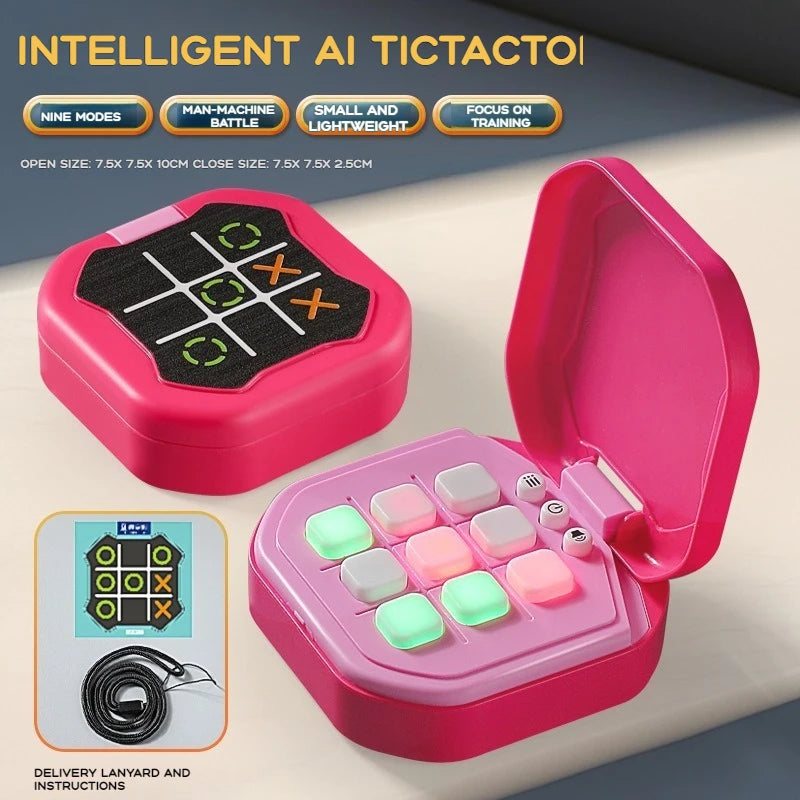 New Kids Electronic Toys Tic Tac Toe Game Noughts and Crosses Game Memory Training Infinite Portable Travel Games for Kids Adult