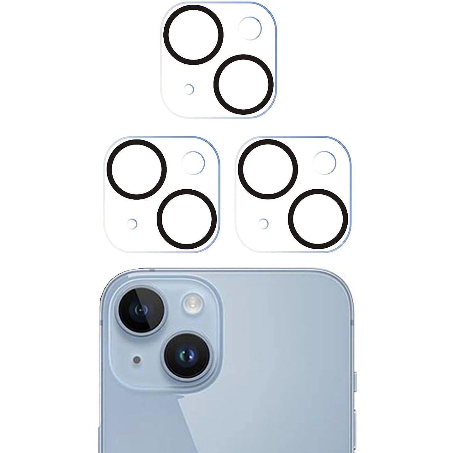 3 قطع غطاء حماية عدسة الكاميرا لهاتف iPhone 15 Pro Max 14 Plus 13 Mini 12 11 15Pro 14Pro 15Plus حماية فيلم واقي للهاتف