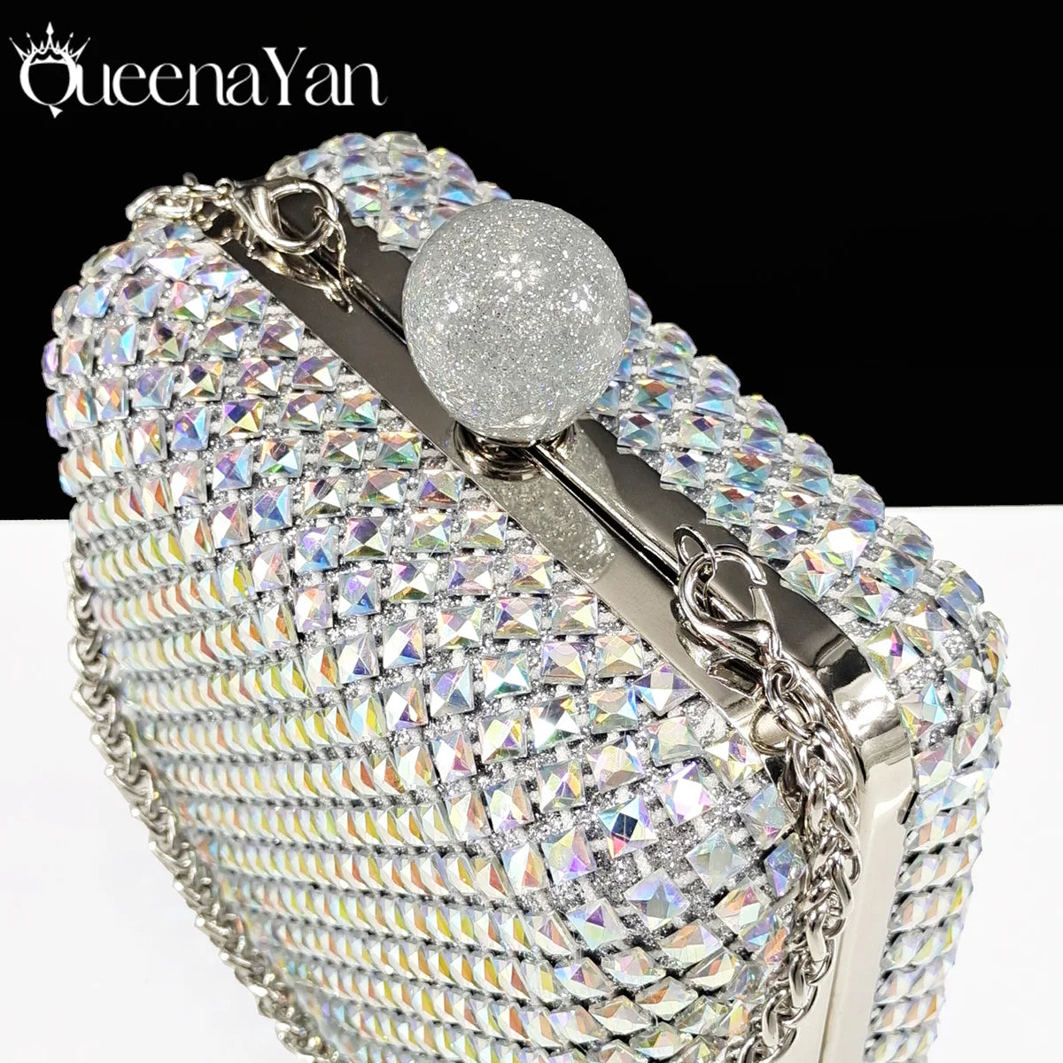 Queena Yan Italian Design Rhinestone Luxury Green Colour Pointed Toe Shoe & Bag Set Women's High Heels for Parties High Quality