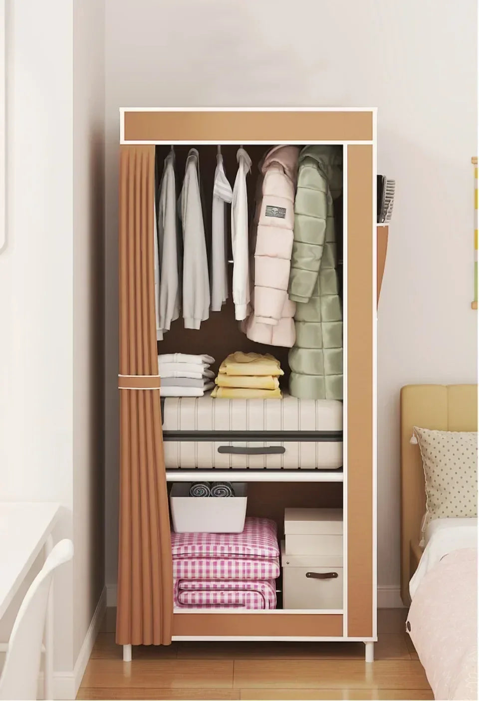 Dustproof Wardrobe Simple Storage Cabinet Multi Layer Storage Bedroom Save Space Armoire Large Capacity Dampproof Cloth Wardrobe