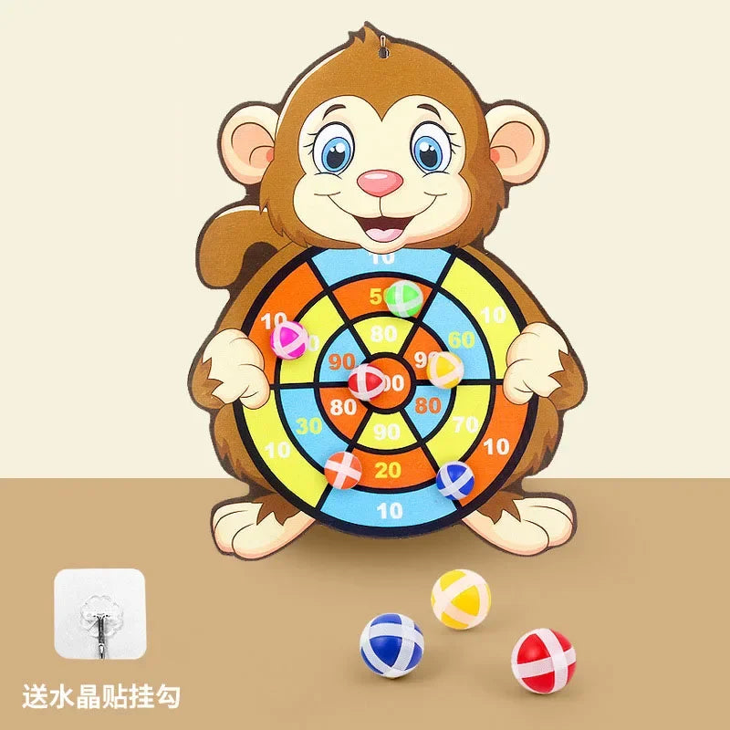 Child Montessori Toys for Kids 2 To 4 Years Old Cartoon Animal Dart Board Sticky Ball Family Interactive Educational Toys Baby