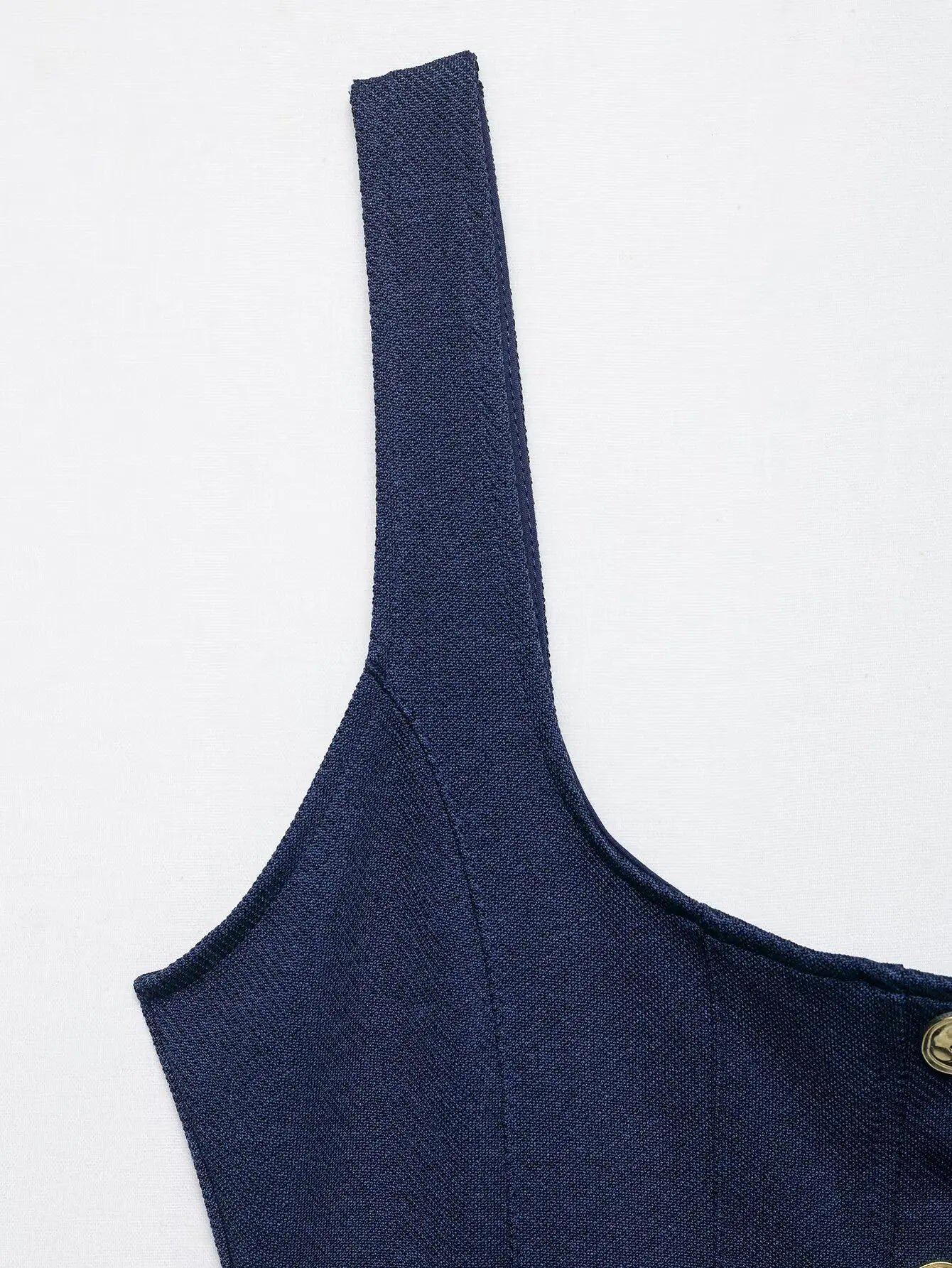 Women's Fashion With Metal Buttons Vest Square Collar Wide Straps Waistcoat Chic Tops