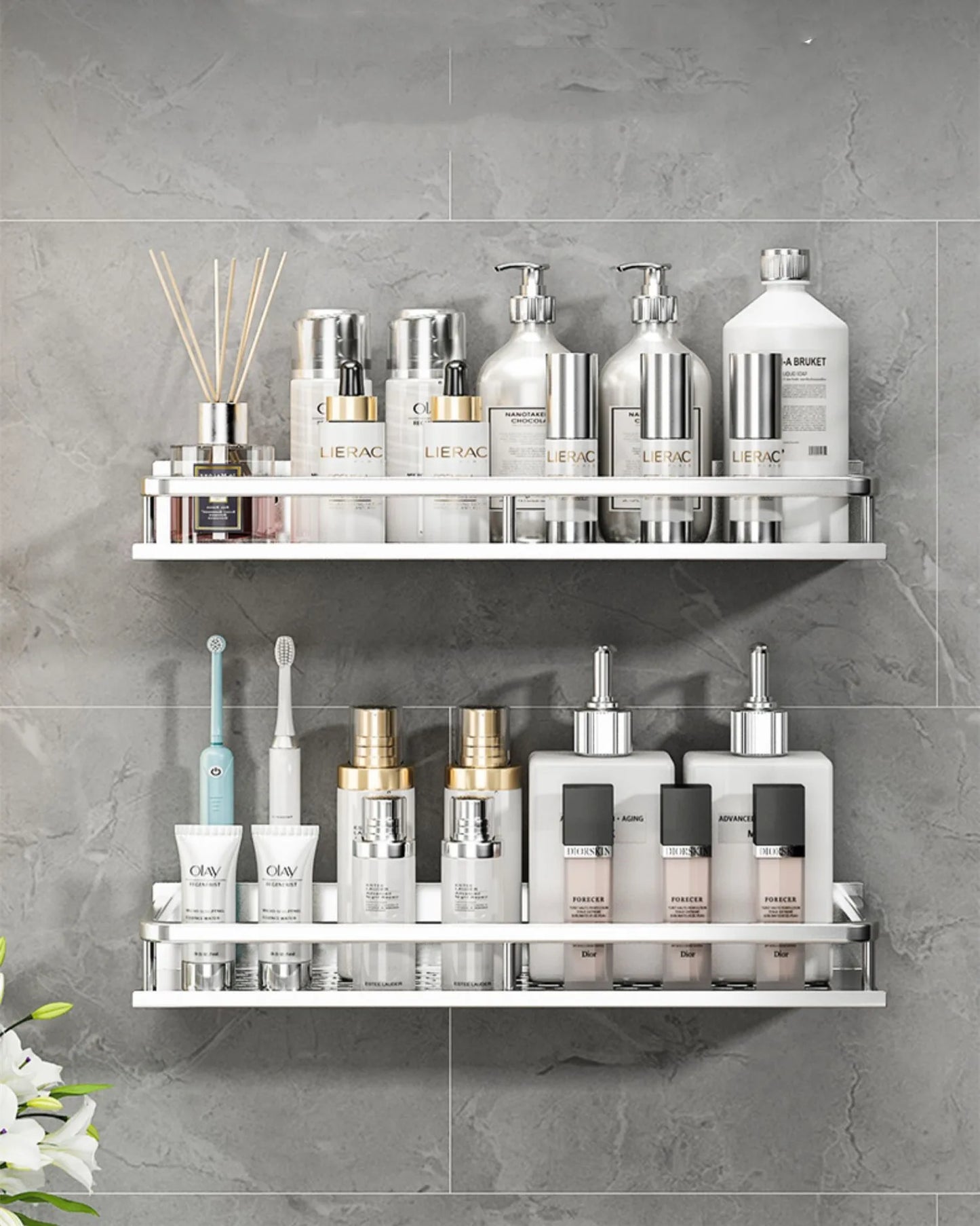 Bathroom Shelf Organizer 30-50CM Shower Storage Rack Silver Space Aluminum Toilet Shampoo Holder Bathroom Accessories