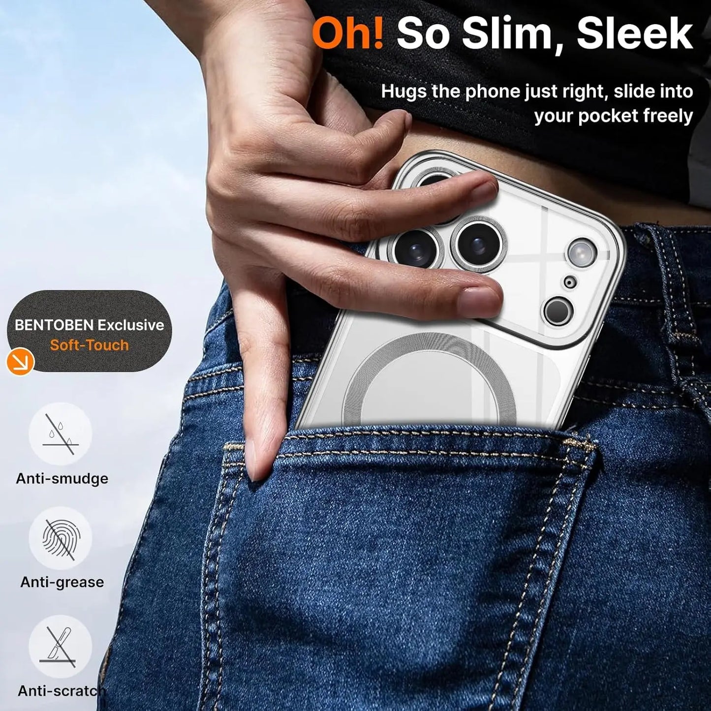 غطاء حماية للكاميرا شفاف فاخر من مادة TPU الناعمة مع جراب مغناطيسي لهاتف iPhone 17Pro Max/17Pro/Air/17