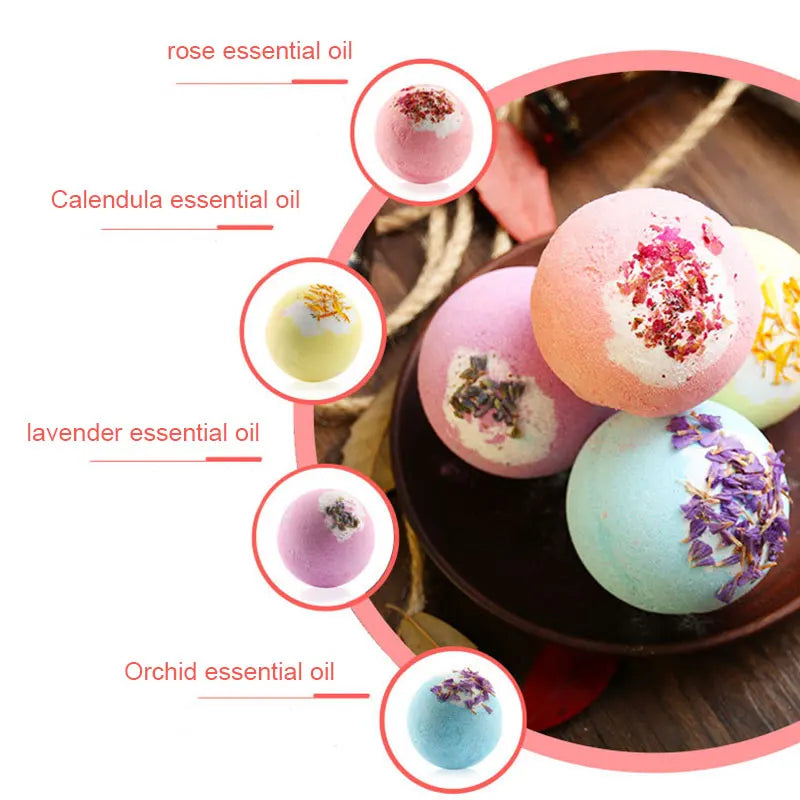 Bath Bomb Set Moisturizing Peeling Skin Care Bath Ball with Essential Oils And Bath Salts Handmade Bubble Ball Gift for Relaxing
