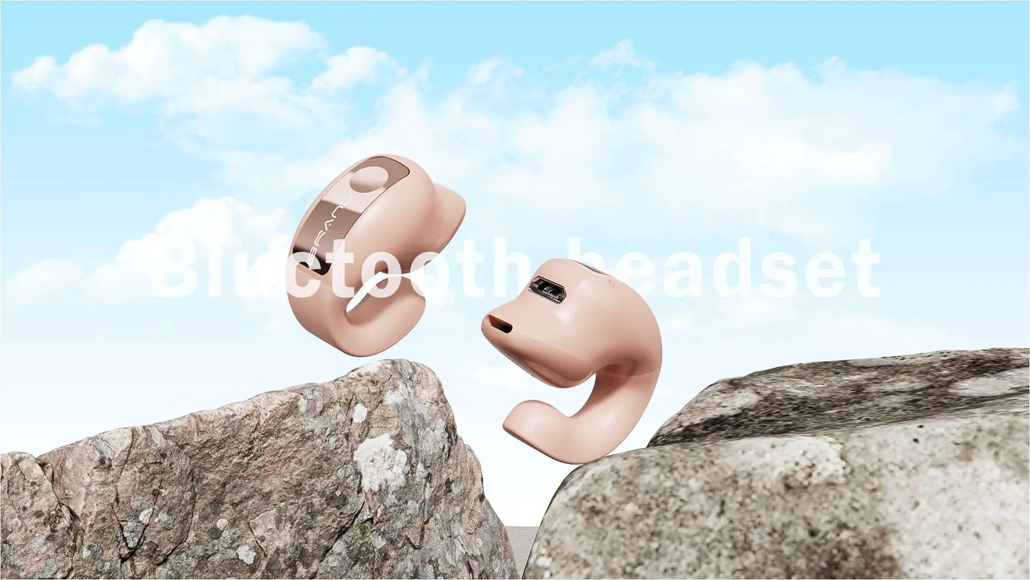 Headset With Microphone Bluetooth 5.3 Ear Clip Headphone TWS Wireless Earphone Single In-Ear HD HiFi Stereo Touch Control Sports